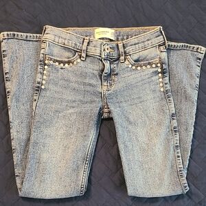 Abercrombie Kids Blue Size 9/10 Low-rise Bootcut Jeans with Studs